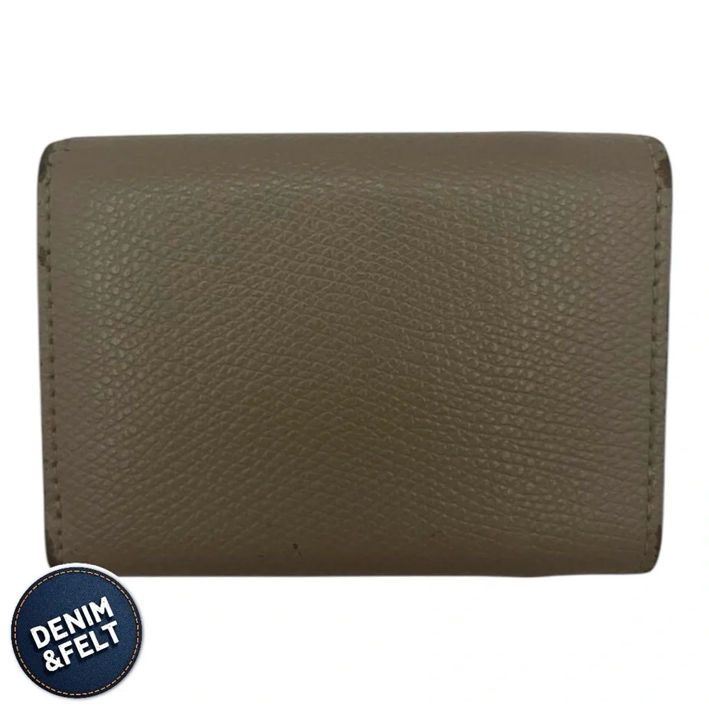 Fendi Textured Cruise Leather Micro Trifold Compact Wallet in Khaki | PRELOVED!!